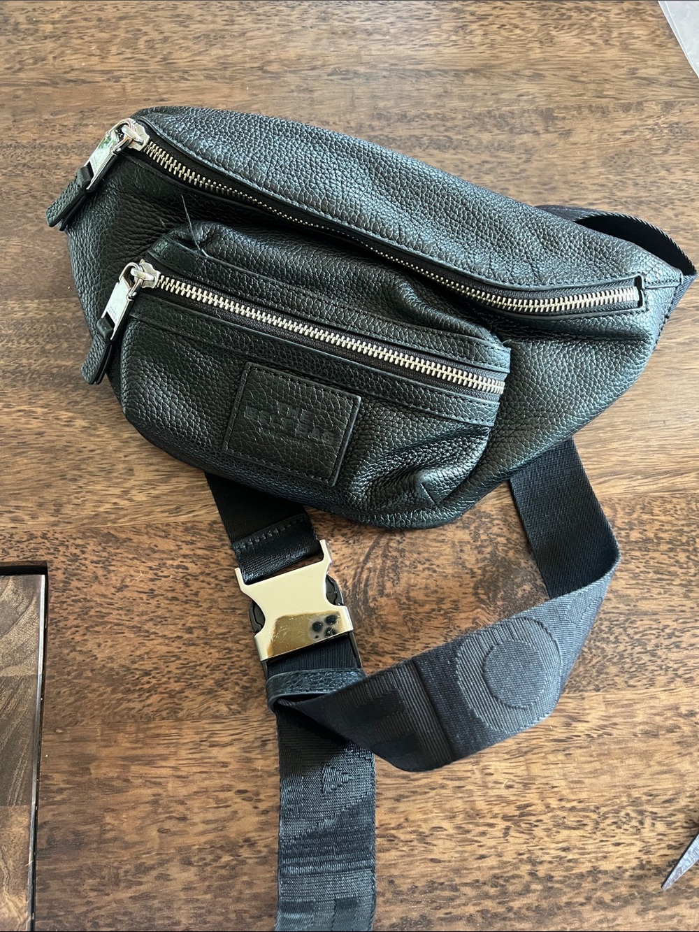Marc Jacobs Black Leather crossbody Belt Bag with Silver Hardware
